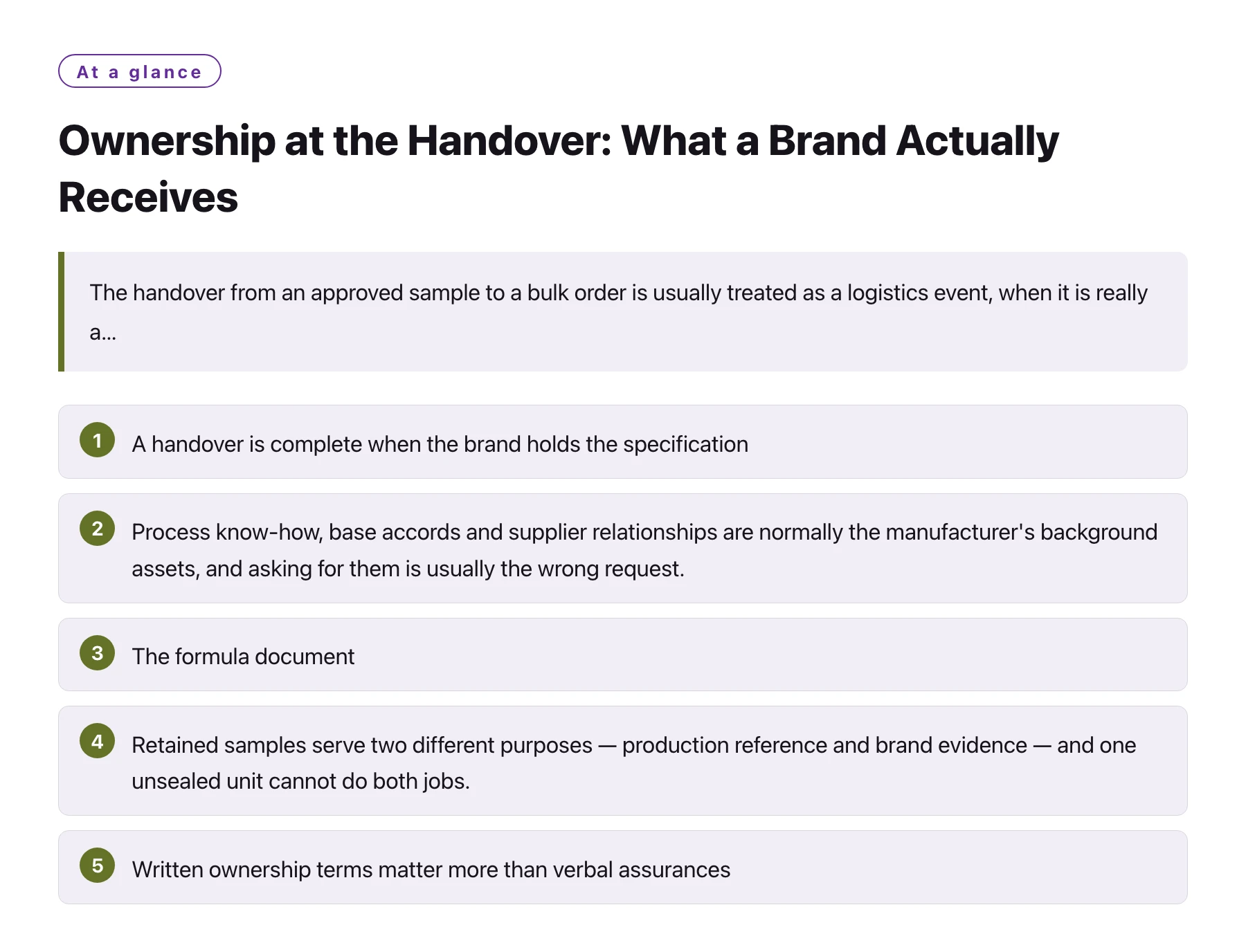 Ownership at the Handover: What a Brand Actually Receives——全文要点速览